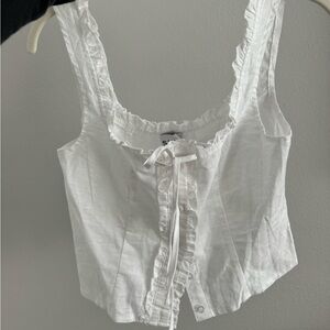 Never worn Sndys white ruffle top